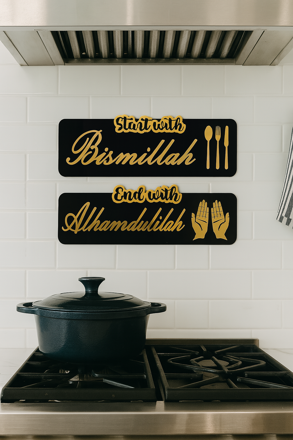 Start with Bismillah, End with Alhamdulillah – Premium Islamic Calligraphy Wall Art