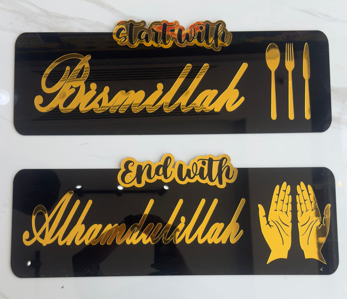 Start with Bismillah, End with Alhamdulillah – Premium Islamic Calligraphy Wall Art