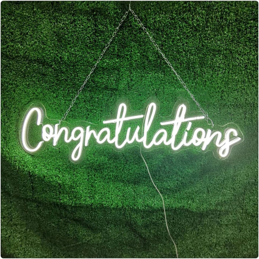 BPA® “Congratulations” LED Neon Sign – Luminous Acrylic Wall Art for Home, Café, Bar, Club, Hotel, Store, and Special Events